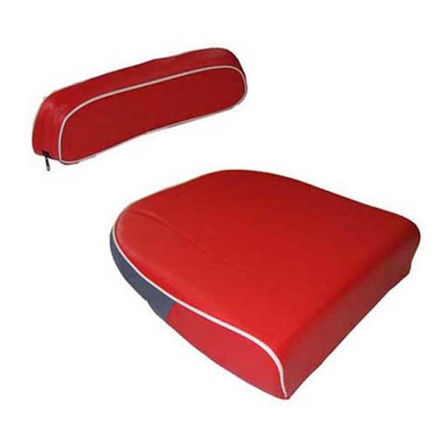Kit coussin et dossier de siège rouge liserai blanc David Brown 770