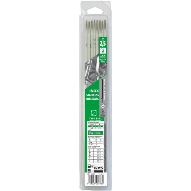 ETUI de 10 ELECTRODES pour SOUDURE INOX diam 2,5mm