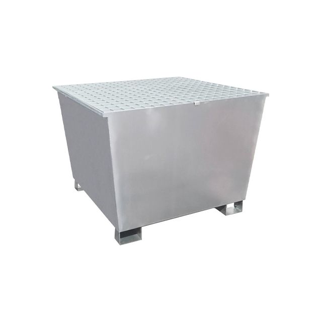 BAC DE RETENTION 1000L ACIER GALVA POUR 1 CUBITAINER 1000L
