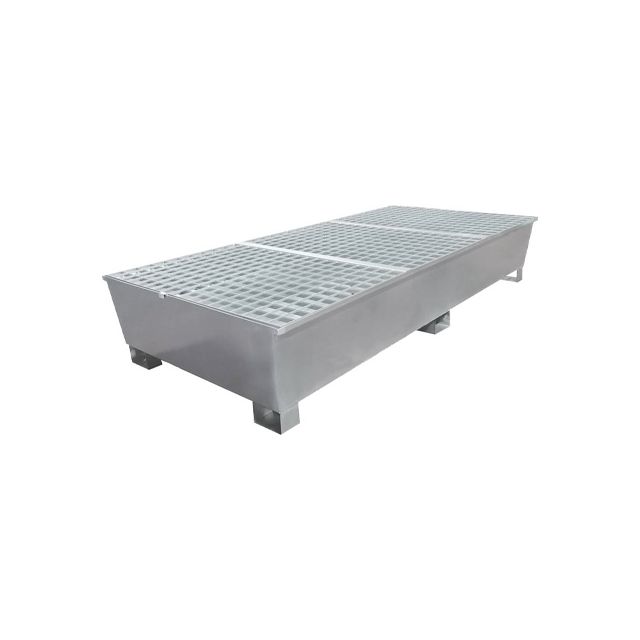 BAC DE RETENTION ACIER GALVA POUR 2 CUBITAINER 1100L