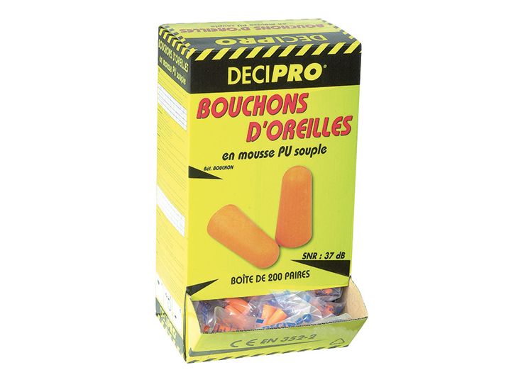 Bouchons d'oreilles SNR 37db mousse polyuréthane 200 paires