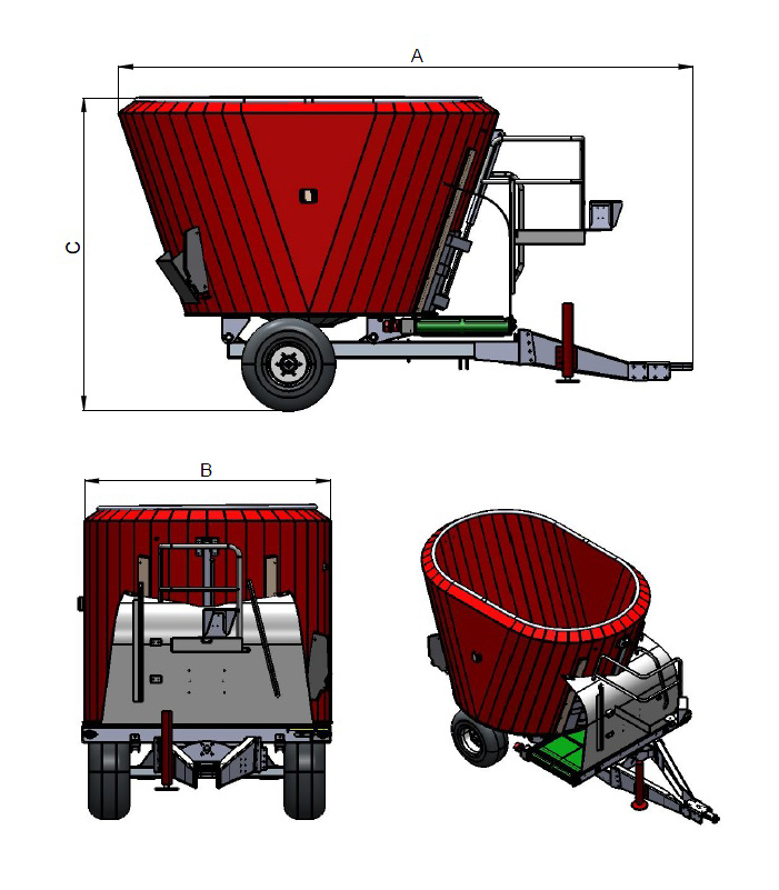 Dimensions mélangeuse Big feed Agram